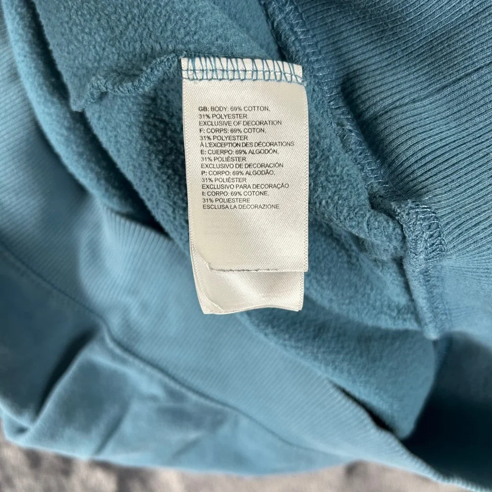 The North Face Hoodie Mens Large Teal Blue Never Stop Exploring Gl Sweatshirt